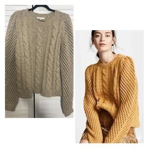Loveshackfancy Rosie Cable Knit Sweater Oatmeal Size Medium